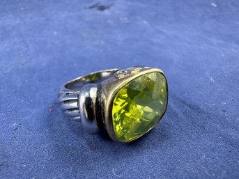 Sterling Silver & Peridot? Ring, Size 7