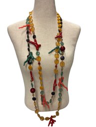 Vintage Dolman Italian Plastic Coral Colorful Necklace