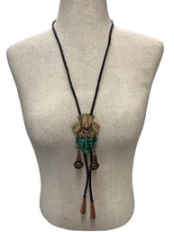 Hecho En Mexico Agate Bolo Tie Multi Metal Art