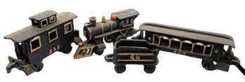 Antique 4 Piece Cast Iron Train Set