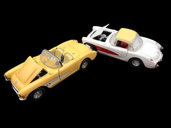 Two Collectible Custom Made Toy Car Models (Chevrolet Corvette?)