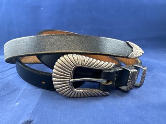 Magnus Sterling Silver Belt Buckle On Leather Belt, 47' In Length