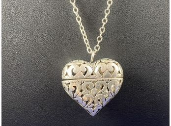 Unique!  Sterling Silver Carry You In My Heart Pendant And Necklace, Signed