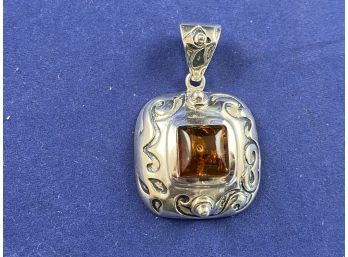 Sterling Silver Amber Pendant