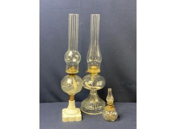 Set Of Three Vintage Oil Lamps #2