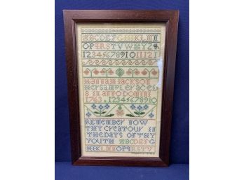 The Hannah Jackson Sampler, Framed 14.5 X  9.5, 1993