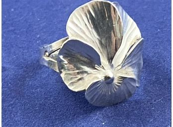 Sterling Silver Stewart Nye Pansy Ring, Size 6.5, Signed