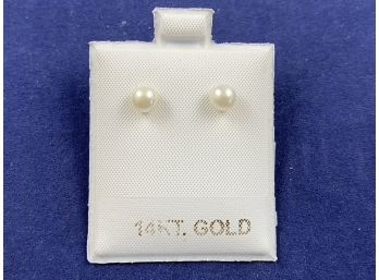 14K Yellow Gold Pearl Earrings