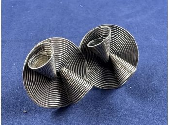 Beau Sterling Silver Twist On Earrings, Signed