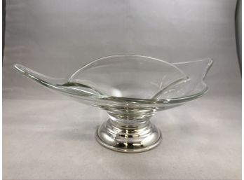 Glass And Sterling Silver Double Sided Candy Dish