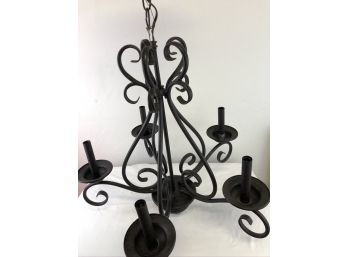 Large Wrought Iron 5 Light Chandelier