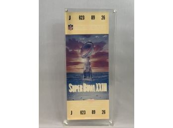 Super Bowl XXIII, 23, 1988 Season 49ers Vs Bengals, Ticket In Plastic Case