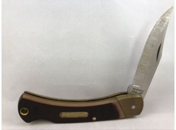 Vintage, 1980's Schrade+ USA, 60T, Old Timer Folding Lockback Knife In Leather Belt Case