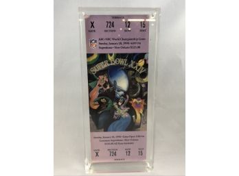 Super Bowl XXIV, 24, 1989 Season 49ers Vs Denver Broncos, Ticket In Plastic Case