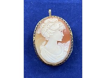 Sterling Silver Gold Cameo Pendant Or Pin