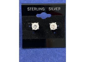 Sterling Silver CZ Stud Earrings