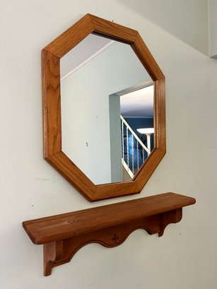 Wood Mirror With Shelf