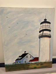 Cape Cod Highland Lighthouse Signed Oil Painting