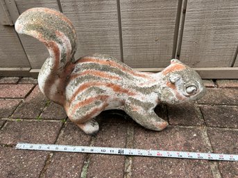 Vintage Very Large Cement Cast Squirrel Statue Garden Decor