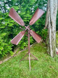 XL Antique Iron Fan/Windmill Industrial Farm Garden Decor