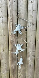 Vintage Metal Frog Garden Windchime Hanging Metal Sculpture