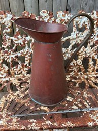 Vintage Farmhouse Red Copper Large Pitcher