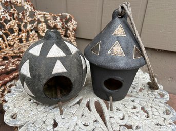 Pair Of Ceramic Bird Houses