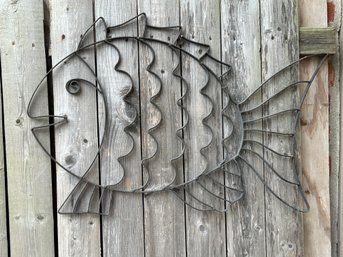 Vintage 1960s Metal Fish Nautical Wall Sculpture - Home Or Garden Decor