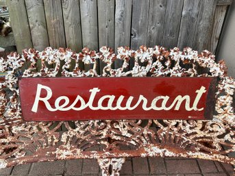 Vintage Red Metal Restaurant Sign - Original Signage - Home Decor