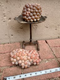 Vintage Carved Chalcedony Quartz Sculptures W/ Pedestal