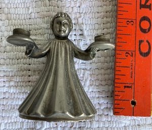 Small Italian Choir Girl Or Christmas Angel Silver Plated Metal Candle Holder