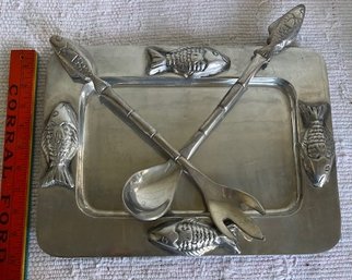 3 Piece Heavy Metal Fish Serving Set