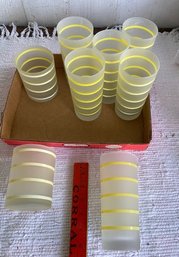 MCM Yellow Stripped Frosted Juice Glasses