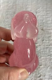 Vintage Pink Art Glass Small Poodle Dog