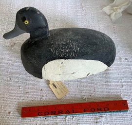 Antique Black & White Wood Duck Decoy Buoy