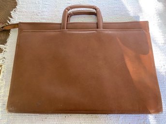 Vintage Tan Leather Portfolio Briefcase