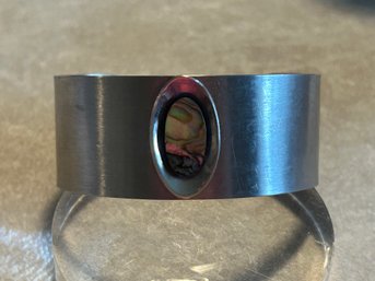 Vintage Abalone Steel Cuff Bracelet