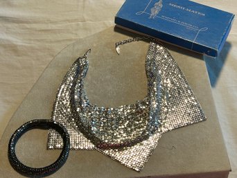 MCM Disco Whiting & Davis Chainmail Mesh Collar/Necklace/Bandana With Box