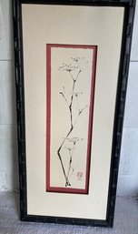 Asian Ink Painting With Artist Stamp - Framed 16 By 35