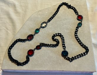 Vintage Multicolor Crystal Gemstone Necklace