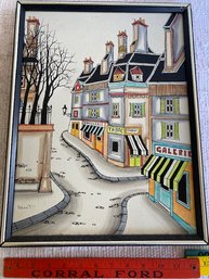 Jean Benet 1950s Mid Century French City Street Painting Oil On Canvas Framed