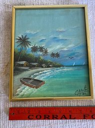 Artist Signed Small Tropical Coastal Painting