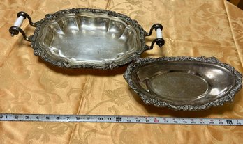 Silver Serving Trays - Marked Regency Silver And Unidentified Maker's Mark