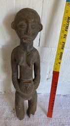 Very Old 23 Inch African Wooden Statue With Age Wear