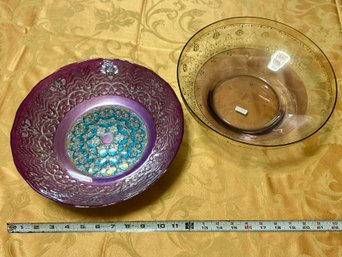 Vintage Persian Decorative Serving Bowls Goofus Glass