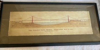 Golden Gate Bridge 1937 Architectural Construction Vintage Art Print  - 41 By 18