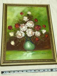 Floral Rose Bouquet Oil Painting - Signed Robert Cox