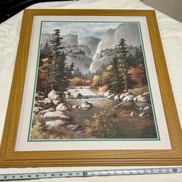 Mountain River Scene Large Print With Artist Signature