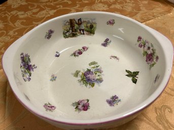 Antique Bonn Franz Mehlem Purple Floral Hydrangea Centerpiece Or Serving Bowl