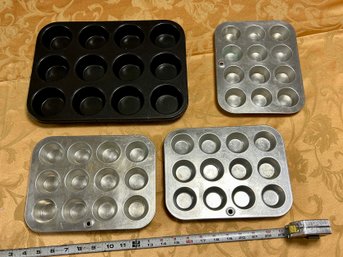 Lot Of Muffin Pans - Three Miniature Pans, One Standard Pan